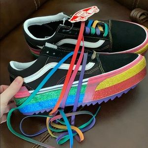 NWT glitter old skool stacked vans